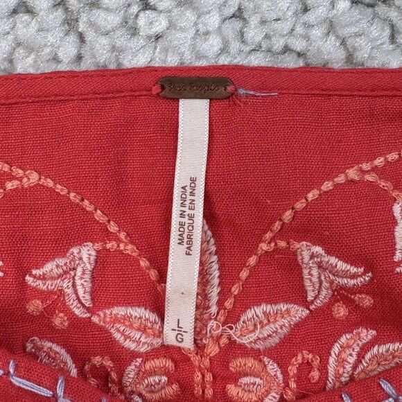 Free People Claudine Embroidered Floral Crop Top Blouse FLAW - Picture 5 of 15